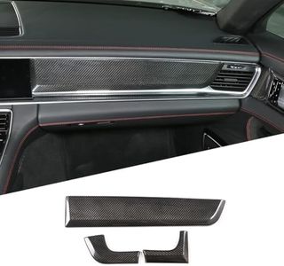 RURZTDAKM Real Carbon Fiber Center Console Dashboard Panel Decorative Cover for Porsche Panamera 2017-2020,Interior Dash Cover Accessories 3PCS (Black Carbon)