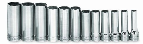 JH Williams MSBD-12HRC 12-Piece 3/8-Inch Drive Metric Deep 6 Point Socket Set