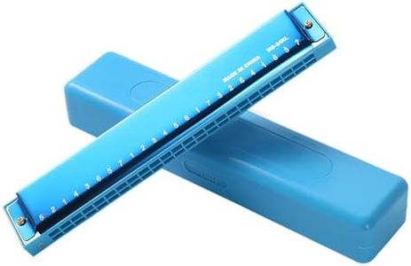 MOSEN 24-Hole C Key Tremolo Harmonica for Beginners & Professionals, Full Scale Markings, Includes Hard Case, Velvet Storage Bag & Cleaning Cloth, Phosphor Bronze Reeds (Blue)
