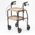 Indoor Mobility Trolley rollator Walking Frame with Trays and Brakes 4 Wheel Walker