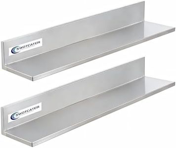 SWOTCATER Stainless Steel Wall Shelf 8.6"x30" 80LB, 2 Packs L-Shaped Commercial Wall Mount Floating Shelving for Kitchen, Restaurant, Home