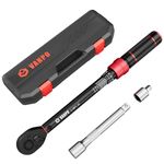 VANPO 3/8-inch Drive Click Torque Wrench,5-45 Ft-Lb/6.8-61Nm,Dual Range Scales,Dual-Direction,72 Tooth Torque Wrench Set with 3/8'' to 1/4'' Adaptor,3/8'' Extension Bar,for Bike, Motorcycle, Car Spark