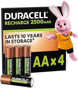 Duracell Rechargeable AA Batteries (Pack of 4), 2500 mAh NiMH, pre-charged, Our No.1 Longest Lasting Rechargeable Battery