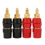 4 Pcs Banana Socket, Test Probe Audio Speaker Terminal Binding Post Banana Plug Socket Adapter Connector, 4mm Panel Mount Banana Socket, Black and Red