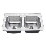 American Standard 20DB.8332283S.075 Colony Top Mount 33x22 Double Bowl Stainless Steel 3-Hole Kitchen Sink