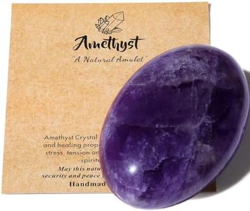 MAIBAOTA 2.4" Large Amethyst Crystal Stone Polished Palm Stone Healing Crystals 0.7" Thick Natural Reiki Gemstone Worry Stone Energy Balancing Anxiety Stress Relief Meditation 1 Pc