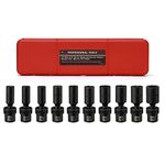 Mayouko 10 PCS 3/8" Drive Deep Universal Impact Socket Set, 6 Point, Metric,10-19mm