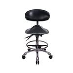 MWOSEN Saddle Stool Chair with Backrest and Foot Ring, Ergonomic Rolling Esthetician Seat for Salon, Tattoo Shop, Spa, Facial lash Home, Dentist Clinic, Esthetician Chair, Black