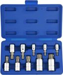 NEIKO 10056A 1/4-Inch, 3/8-Inch & 1/2-Inch Drive XZN Triple Square Spline Bit Socket Set | 10 Piece Set | Cr-V Sockets and S2 Steel Bits, Blue