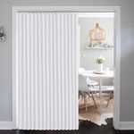 NICETOWN Patio Sliding Door Curtains for Living Room, Extra Wide Curtains for Glass Door, Room Divider Blackout Thermal Curtain Panel with Rings for Bedroom Bathroom, 100W x 84L, Pure White, 1 PC