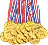 Gejoy 30 Pieces Gold Plastic Winner Award Medals, Award Medals, Gymnastics Field Day Awards Medals for Sports, Competition, Talent Show, Spelling Bee Birthday Party Favors Gifts(Classic Style)