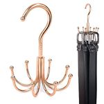 ZEDODIER Belt Hanger, Belt Rack Closet Accessories Organizer, Maximum 24 Storage Capacity, Hanging Holder Storage Hook for Belt, Bra, Tank Top, Tie, Scarf, Purse, Rose Gold
