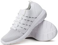 PromArder Women's Walking Shoes Slip On Athletic Running Sneakers Knit Mesh Comfortable Work Shoe,White US 6