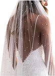 Elawbty 1 Tier Pearl Wedding Bridal