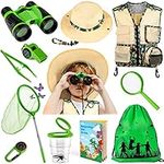 INNOCHEER Kids Explorer Kit - Bug Catcher Kit & Safari Costume for Boys Girls, Outdoor Exploration Set with Butterfly Net Binoculars for Kids 3-12 Years Old (Camouflage Green)