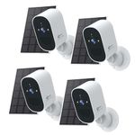 XVIM 4Pack Solar Security Camera Wireless Outdoor, 2MP Battery Powered Camera Wireless Outdoor, 2.4GHz WiFi, Night Vision, AI Detection, SD/Cloud