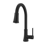 Pfister Pfirst Series Matte Black Kitchen Faucet w/Pull Down Sprayer, Kitchen Sink/Bar Sink Faucet w/Pull Out Kitchen Faucet Spray Head, Home Décor, 3 Settings, Single Handle Kitchen Faucets