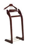 Proman Products Windsor Suit Valet Stand VL16001 with Top Tray, Contour Hanger, Trouser Bar, Tie & Belt Hooks and Shoe Rack, 17" W x 14" D x 40" H, Dark Walnut