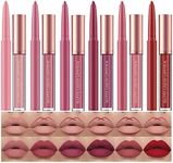 HQDA 12 Pcs Liquid Lipstick Lipliner Set Nude Lipliner Matte Lipstick Long Lasting Non-Fading Stay On 24 Hours Waterproof Lip Glosses Makeup Set Gift For Women (Set B)