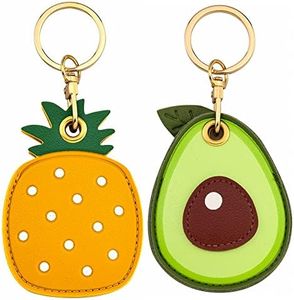 2 Pack Tomcrazy 3in1 Protective Case for AirTag/Samsung Galaxy SmartTag/Huawei Tag/Tile Pro 2022 Mate/Access Card Keychain Tracker Cover Key Ring for Bag/Suitcase (1 Avocado & 1 Pineapple)