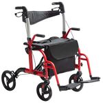 VEVOR 2 in 1 Rollator Walker & Transport Chair for Seniors, Folding Rolling Walker Wheelchair Combo, Aluminum Frame, 300LBS