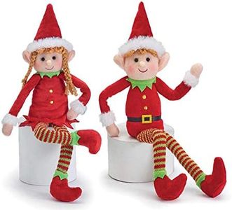 OULAIZ Posable Plush Elf Doll Elves Set of Boy Elf and Girl Elf with Bendable Arms and Legs Fun Christmas Decoration