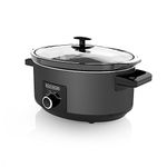 BLACK+DECKER 7-Quart Slow Cooker, SCD4007, Chalkboard Exterior, Locking Lid, 3 Heat Settings, Removable Stoneware Crock