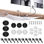 kwmobile Under Table Cable Management Net - Organise The Cables Under Your Desk - Universal Desk Compatibility - For Gaming or Office Set Up - 63.5 x 24 cm - White