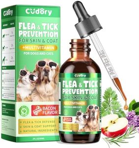 Oral Flea & Tick Prevention for Dogs and Cats, Natural Flea and Tick Defense Drops with Multivitamin for Pets - Supports Healthy Skin & Coat - Flea Herbal Drops All Breeds and Sizes - Bacon Flavor