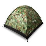 STRAUSS Portable Tent for Camping|5-10 Minutes Easy Setup |Ideal for Picnic, Outdoor Tent for Travel|Waterproof and Windproof Tent|Superior Air Ventilation| Ideal for 2 Persons,(Military Color)