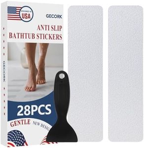Gecork 28 PCS Shower Floor Non Slip Stickers with Strong Adhesive, Invisible & Durable Anti Slip Shower Stickers with Scraper for Bath Tub, Pools and Stairs(Clear,Wide Rectangle)