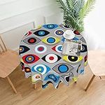 Tablecloth Round 60 Inch Eye On Target Tablecloth Wrinkle Resistant Washable Table Cover Circular Table Cloth for Kitchen Dining Room Holiday Party Picnic Patio