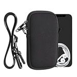 kwmobile Neoprene Phone Bag M - 5.5" - 15.2 x 8.3 cm Universal Case Holder with Neck Strap and Zipper - Black