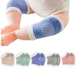 Baby knee Pads for Crawling - 5 Pack Anti Slip Unisex Baby Knee Protectors - Toddler Knee Pads Gift Idea for Baby Blue Green Pink Grey Khaki