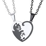 U7 Ying Yang Cat Matching Necklaces For Couples Womens BFF Gifts 2 Girls Friendship Necklace