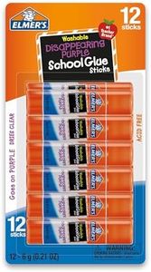 Elmer's Disappearing Purple School Glue, Washable, 12 Pack