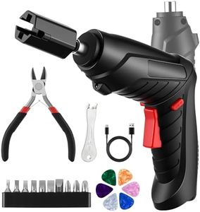 Dunkive Guitar Tool Set, Electric String Winder, String Cutter, Bridge Pin Puller, 200RPM Rechargeable Tuner Winder with LED Lights, 10 Screwdriver Bits, 6 Guitar Picks for Stringed Instruments