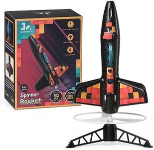 SainSmart Jr. Rocket Launcher for Kids, Motorized Air Rocket Outdoor Toy with LED Light, Self-Launching Rockets Kit, Gift for Boys and Girls (Black)