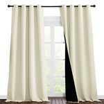 NICETOWN Cold Reducing Curtains, Thermal Insulated 100% Blackout Curtains, Sound Proof Drapes with Black Backing, Full Light Blocking Panels for Patio Sliding Door (Beige, 1 Pair, 55" x 102")