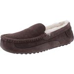 Fireside by Dearfoams Men's Melbourne Shearling Indoor/Outdoor Moccasin Slipper with Wide Widths, Coffee, 9