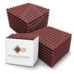 YGM Acoustic Foams® Pyramid Acoustic Panels 1 Foot × 1 Foot × 1 inch Thick | 50 Density Acoustical Sound Proof Foam for Room & Studio | Echo Reduction & Noise Absorption (Coffee Brown, Set of 108)