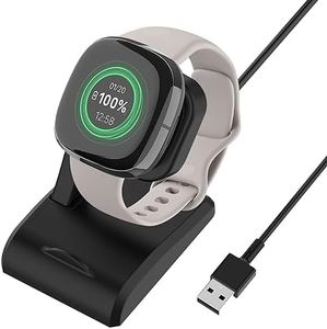 T Tersely Charger Dock Stand Compatible with Fitbit Versa 4/Versa 3/Sense/Sense 2 Charger Stand Charging Cable Dock Station Base Cradle with USB Cord Replacement for Versa 3 Smart Watch