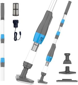 PoolyPoly Pool Vacuum Cleaner, 3 in 1 Electric Pool Hoover with Length Adjustable Handle, Rechargeable Vacuum for Spas, Hot Tubs, Small Pools, 90 Minutes Running Time, Grey