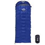 OMVMO 20 Degrees F Down Sleeping Bag for Adults,4 Season Envelope Rectangle Down Sleeping Bag for Backpacking Camping,Darkblue 20F Left Regular