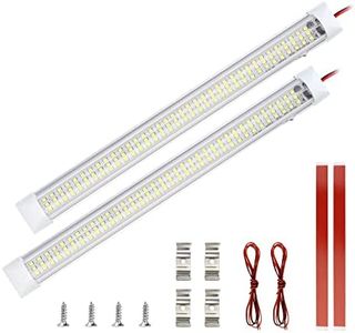 talifoca 12V Barre de lumière intérieure à LED, Eclairage Voiture Lumineuse avec Interrupteur Marche/arrêt 1200LM Barre de Bande Lampe pour Voiture Van Camping Camion Bateau 2PCS