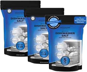Aromasong Dishwasher Salt 15 LB - 100% Natural Water Softening Agent for Cleaner Dishes & Washer Reactivation. Compatible with Bosch, Miele, Whirlpool, Thermador, and More (packaging may vary)