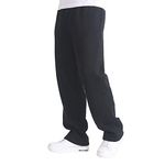 Mens Fleece Open Bottom Sweatpants with Pockets Loose Baggy Straight Leg Jogger Sweatpants Heavyweight Lounge Trousers(Black,3X-Large)