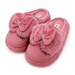 VRITRAZ Indoor Slipper, Comfort Slip On Closed Toe Warm Winter House Clog (Bow Pink, UK-9)