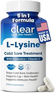 Lysine Cold Sore Treatment for Lips with Pre-Probiotics & VIT C | 1 Month Supply | Supercharged Lysine Capsules with Rhamnosus & Acidophilus for Cold Sores Relief, Skin + Gut Health & Immune Support