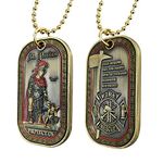 Saint Florian Firefighters Challenge Coin Fireman Prayer Dog Tags Pendant Necklace